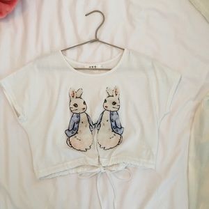 Croppped drawstring Bunny Top